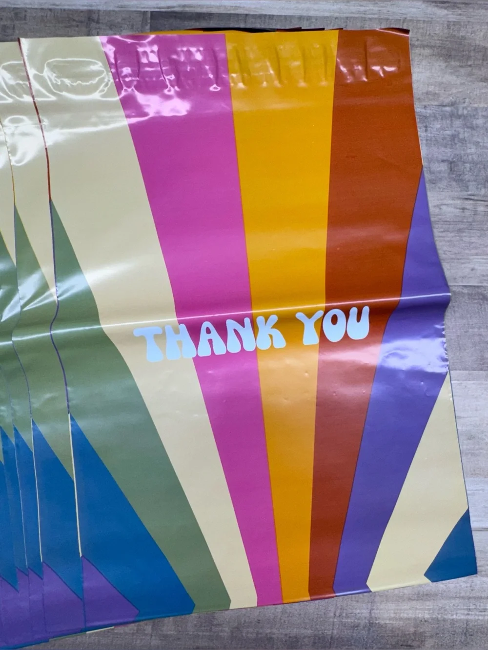Oududianzi 'THANK YOU' Poly Mailer Bags 10×13 Retro Rainbow Shipping Bags